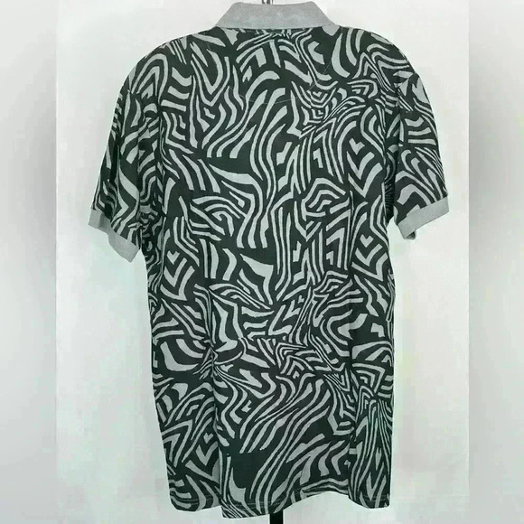 CXL by Christian Lacroix Men’s Black Grey Print Collared Polo Shirt Size M - Picture 2 of 6